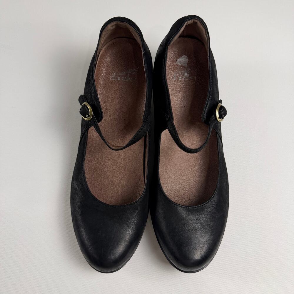 Dansko Black Leather Mary Jane Wedge Shoes Comfortable Casual Size 39 (8.5-9) - Picture 4 of 16